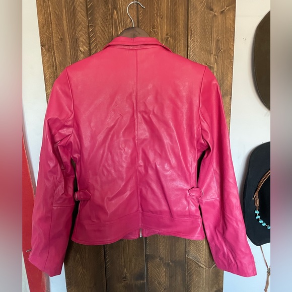 Y2K pink faux leather Moto jacket - Picture 2 of 3